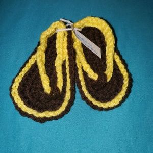 Homemade crochet baby flip flops